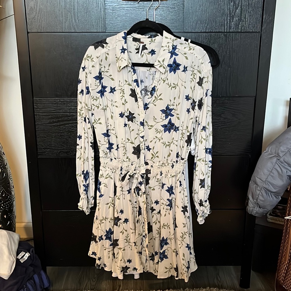 Free People floral mini dress, long sleeve